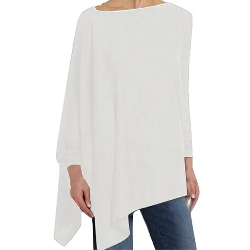 Women's Asymmetrical Drape Long Sleeve Top - Stylish & Comfortable Fashion Blouse