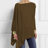Women's Asymmetrical Drape Long Sleeve Top - Stylish & Comfortable Fashion Blouse