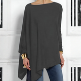 Women's Asymmetrical Drape Long Sleeve Top - Stylish & Comfortable Fashion Blouse