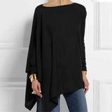 Women's Asymmetrical Drape Long Sleeve Top - Stylish & Comfortable Fashion Blouse