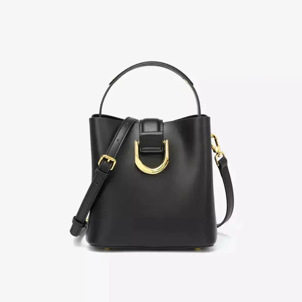 Davy Women's Stylish Bucket Handbag with Elegant Gold Buckle - Chic & Versatile Accessory
