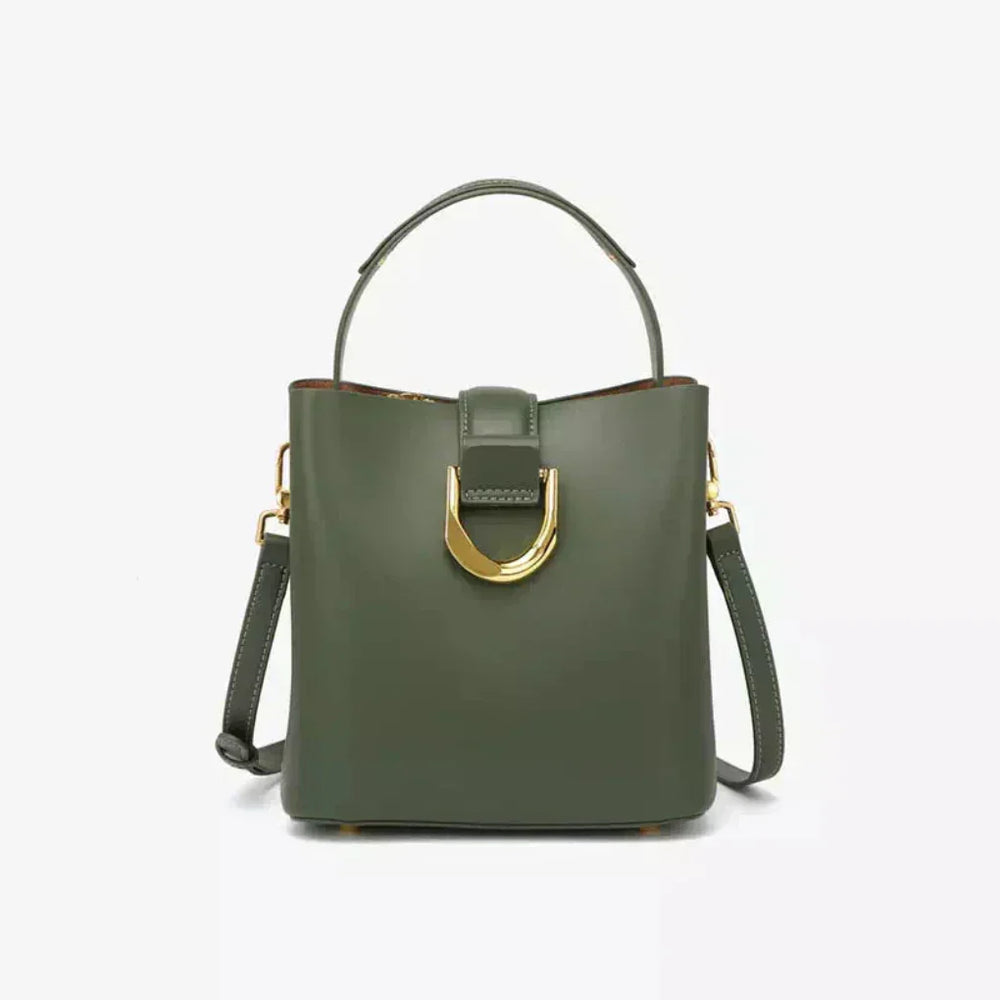 Davy Women's Stylish Bucket Handbag with Elegant Gold Buckle - Chic & Versatile Accessory