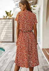 Women's Breezy Dot Print Midi Dress - Lightweight Summer Fashion, Flattering A-Line Silhouette, Perfect for Casual Outings & Parties