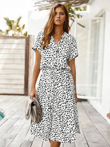 Women's Breezy Dot Print Midi Dress - Lightweight Summer Fashion, Flattering A-Line Silhouette, Perfect for Casual Outings & Parties