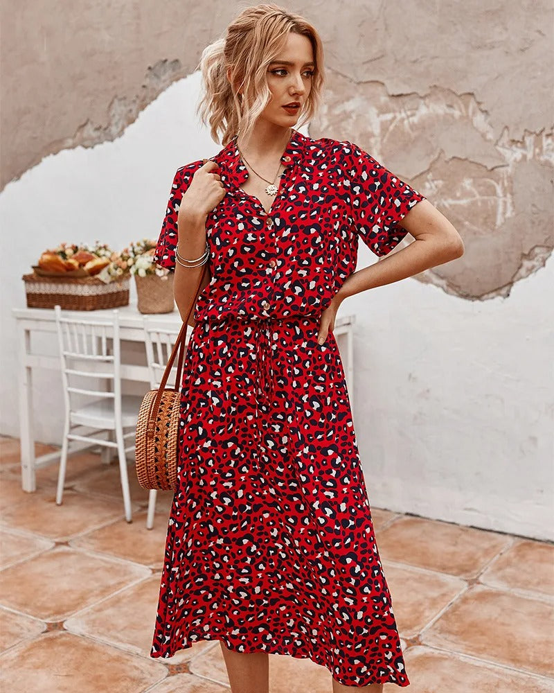 Women's Breezy Dot Print Midi Dress - Lightweight Summer Fashion, Flattering A-Line Silhouette, Perfect for Casual Outings & Parties