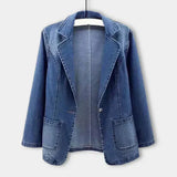 Women's Effortless Denim Blazer with Pockets - Stylish & Versatile Casual Jacket