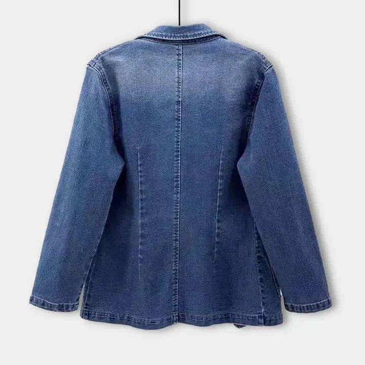 Women's Effortless Denim Blazer with Pockets - Stylish & Versatile Casual Jacket