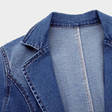 Women's Effortless Denim Blazer with Pockets - Stylish & Versatile Casual Jacket