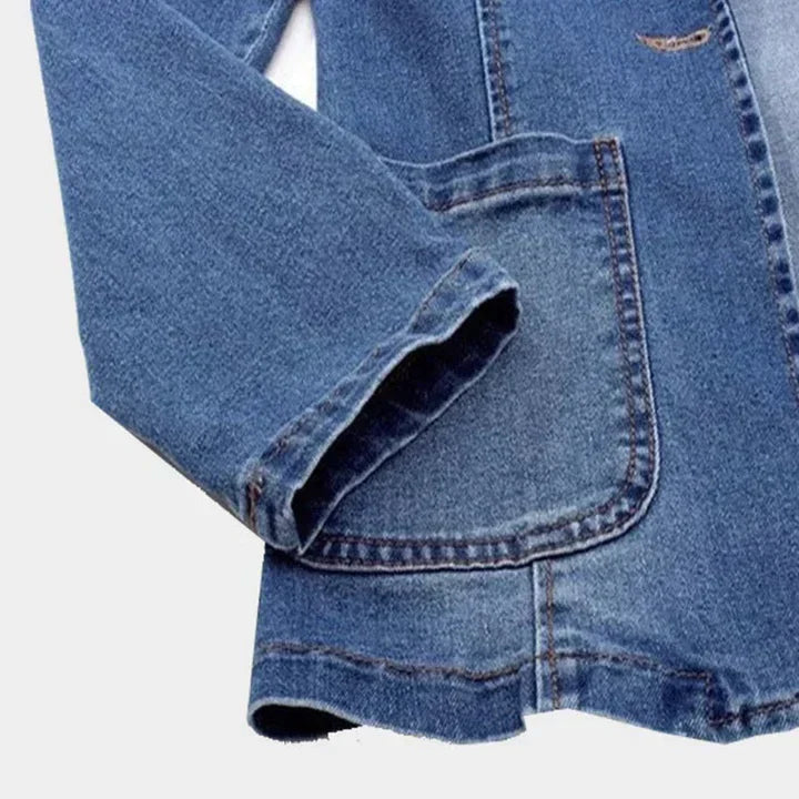 Women's Effortless Denim Blazer with Pockets - Stylish & Versatile Casual Jacket