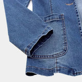 Women's Effortless Denim Blazer with Pockets - Stylish & Versatile Casual Jacket