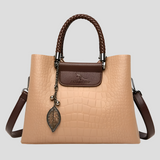 Stylish Davy Women's Embossed Tote Bag with Leaf Charm - Perfect for Everyday Use