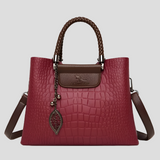 Stylish Davy Women's Embossed Tote Bag with Leaf Charm - Perfect for Everyday Use