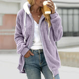 Cozy Women's Plush Fleece Zip-Up Hoodie - Soft, Warm, and Stylish Outerwear