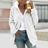 Cozy Women's Plush Fleece Zip-Up Hoodie - Soft, Warm, and Stylish Outerwear