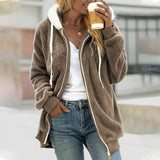 Cozy Women's Plush Fleece Zip-Up Hoodie - Soft, Warm, and Stylish Outerwear