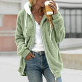 Cozy Women's Plush Fleece Zip-Up Hoodie - Soft, Warm, and Stylish Outerwear