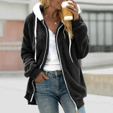 Cozy Women's Plush Fleece Zip-Up Hoodie - Soft, Warm, and Stylish Outerwear