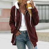 Cozy Women's Plush Fleece Zip-Up Hoodie - Soft, Warm, and Stylish Outerwear