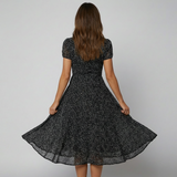 Women's Floral V-Neck Midi Dress - Elegant Summer Style, Perfect for Weddings & Casual Outings
