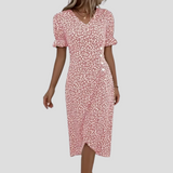 Women's Floral Print Wrap Midi Dress - Elegant Summer Dress for Casual & Formal Occasions