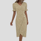 Women's Floral Print Wrap Midi Dress - Elegant Summer Dress for Casual & Formal Occasions