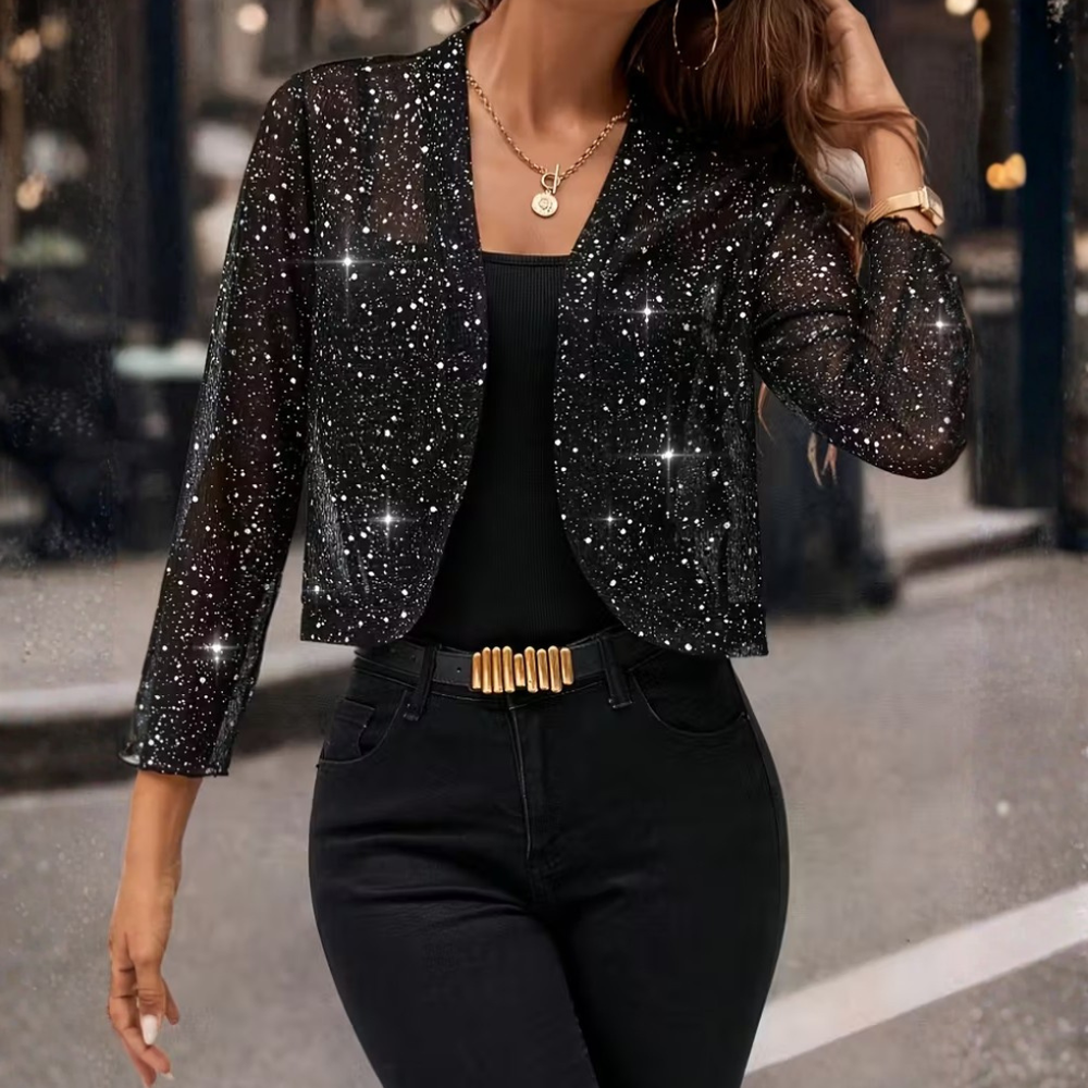 Women's Shimmer Open Front Bolero Cardigan - Elegant Lightweight Layering Piece for Any Occasion