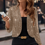 Women's Shimmer Open Front Bolero Cardigan - Elegant Lightweight Layering Piece for Any Occasion