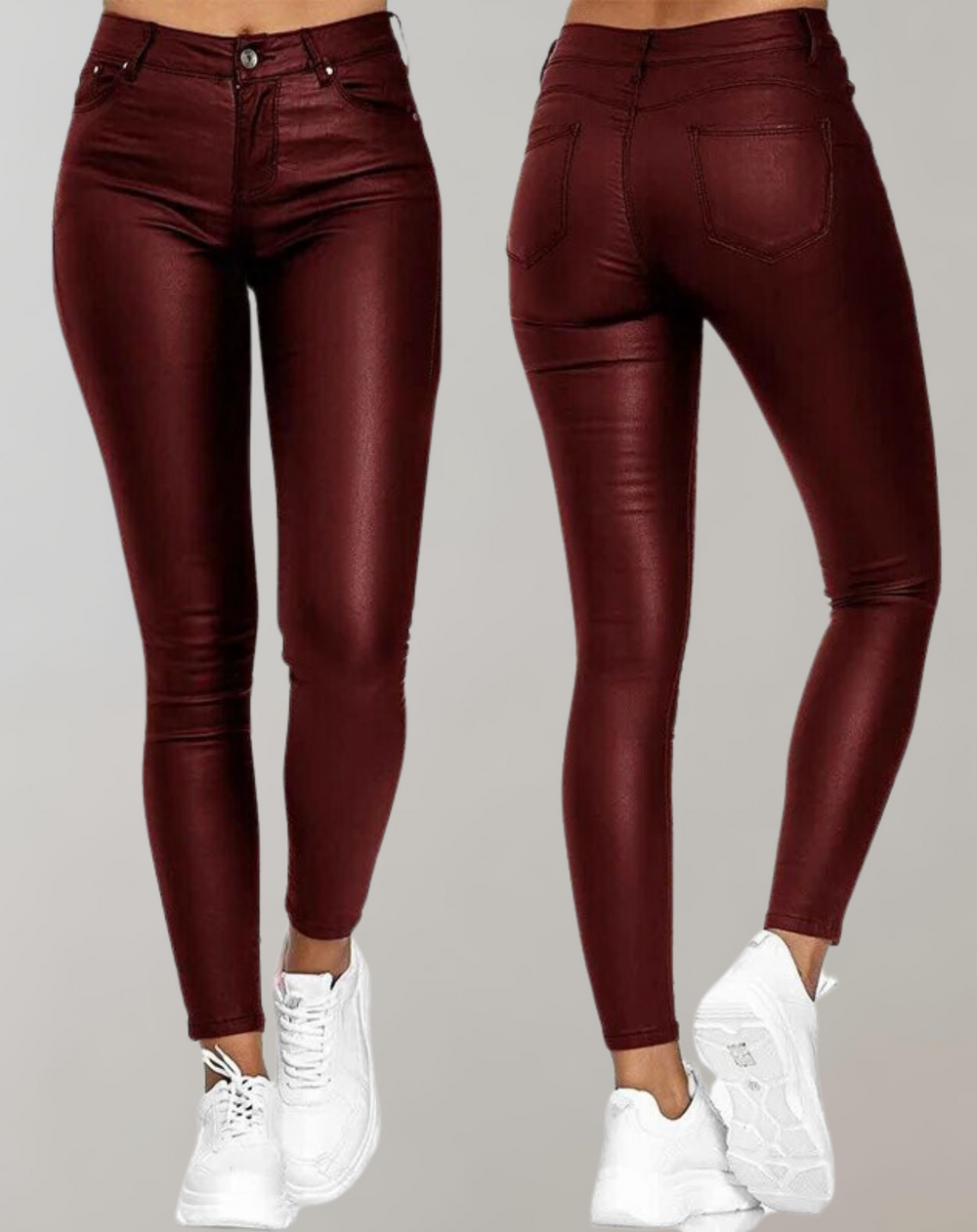 Women's High-Waisted Faux Leather Skinny Pants - Stylish & Comfortable Trousers for Trendy Outfits