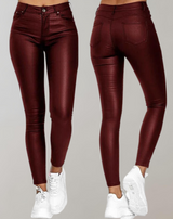 Women's High-Waisted Faux Leather Skinny Pants - Stylish & Comfortable Trousers for Trendy Outfits