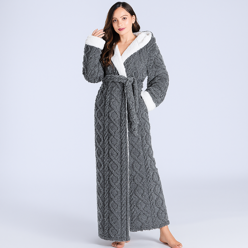 Cozy Long Hooded Fleece Robe for Ultimate Comfort | Soft, Warm, and Stylish Loungewear