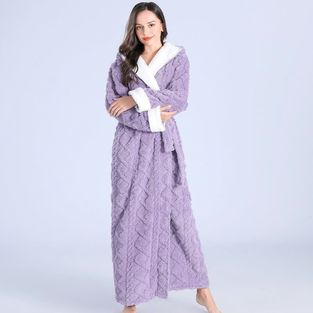 Cozy Long Hooded Fleece Robe for Ultimate Comfort | Soft, Warm, and Stylish Loungewear