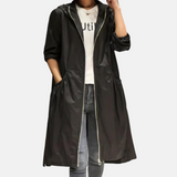 Women's Water-Repellent Hooded Trench Coat - Stylish & Functional Outerwear for All Weather