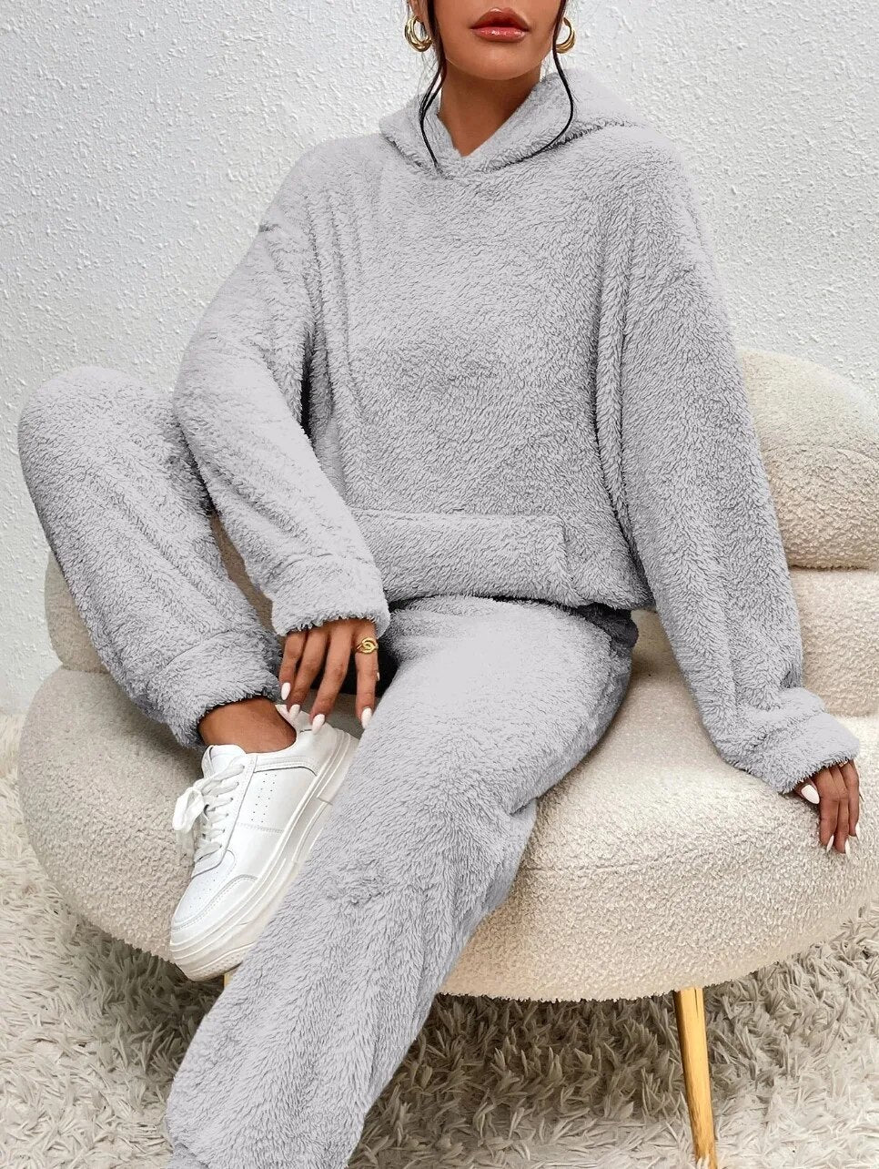 Cozy Plush Hooded Loungewear Set for Ultimate Comfort | Soft & Stylish Lounge Outfit