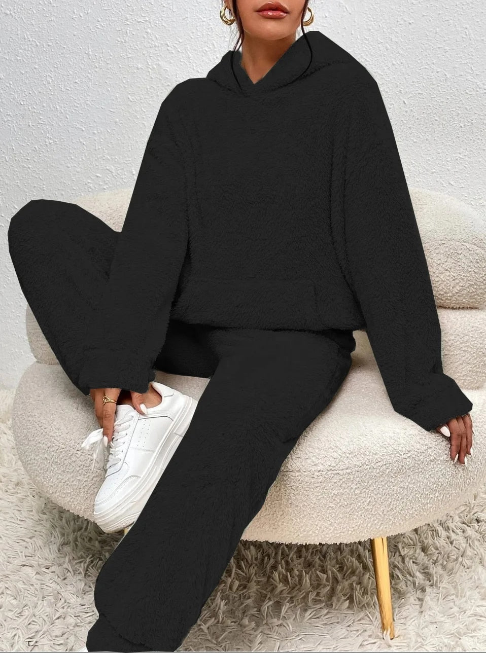 Cozy Plush Hooded Loungewear Set for Ultimate Comfort | Soft & Stylish Lounge Outfit