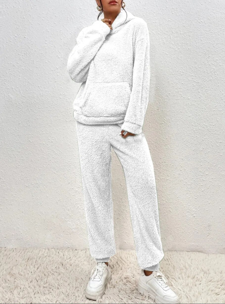 Cozy Plush Hooded Loungewear Set for Ultimate Comfort | Soft & Stylish Lounge Outfit
