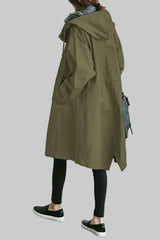 Women's Relaxed Fit Hooded Rain Trench Coat - Waterproof Lightweight Jacket for All-Weather Protection
