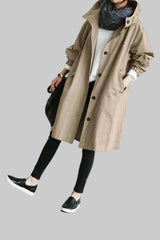 Women's Relaxed Fit Hooded Rain Trench Coat - Waterproof Lightweight Jacket for All-Weather Protection
