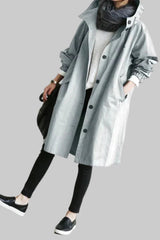 Women's Relaxed Fit Hooded Rain Trench Coat - Waterproof Lightweight Jacket for All-Weather Protection