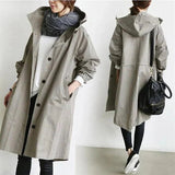 Women's Relaxed Fit Hooded Rain Trench Coat - Waterproof Lightweight Jacket for All-Weather Protection