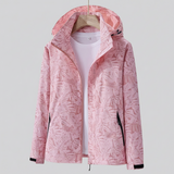 Davy Women's Waterproof Hooded Jacket with Leaf Pattern | Stylish & Functional Raincoat for Outdoor Adventures