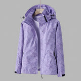 Davy Women's Waterproof Hooded Jacket with Leaf Pattern | Stylish & Functional Raincoat for Outdoor Adventures