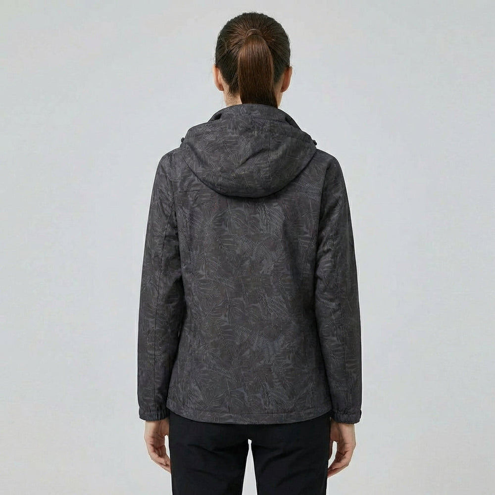 Davy Women's Waterproof Hooded Jacket with Leaf Pattern | Stylish & Functional Raincoat for Outdoor Adventures