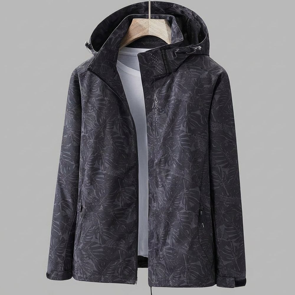 Davy Women's Waterproof Hooded Jacket with Leaf Pattern | Stylish & Functional Raincoat for Outdoor Adventures