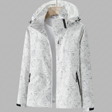 Davy Women's Waterproof Hooded Jacket with Leaf Pattern | Stylish & Functional Raincoat for Outdoor Adventures