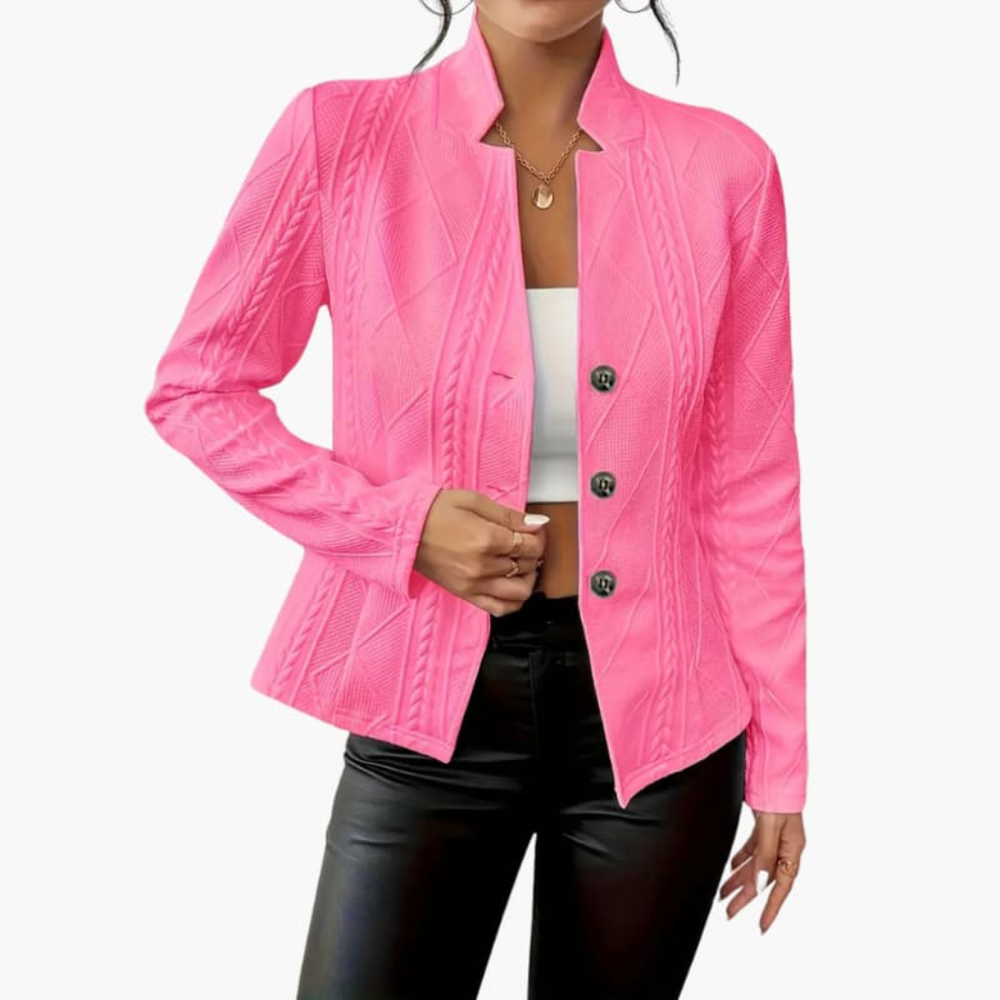Optimized Product Title: **Women's Textured Cable Knit Blazer - Stylish & Cozy Outerwear for Every Occasion**