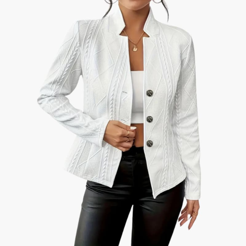 Optimized Product Title: **Women's Textured Cable Knit Blazer - Stylish & Cozy Outerwear for Every Occasion**