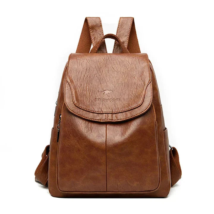Stylish Davy Women's Leather Backpack with Flap Top - Durable, Chic & Versatile for Everyday Use