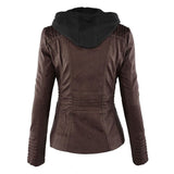 Women's Edgy Hooded Leather Jacket - Stylish & Trendy Motorcycle Outerwear