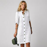 Women's Lightweight Breathable Linen Shirt Dress - Perfect for Summer Casual Wear