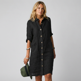 Women's Lightweight Breathable Linen Shirt Dress - Perfect for Summer Casual Wear